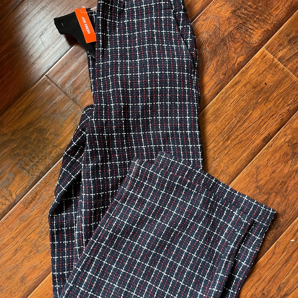 Joe Fresh Wide Leg Pants - Navy and White Plaid